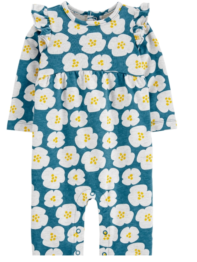 4 for 25🔥 NEW Carter's blue floral jumpsuit 6M